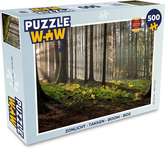 MuchoWow Puzzel Zon - Takken - Bomen - Bos - Natuur - Legpuzzel - Puzzel 500 stukjes - Sinterklaas cadeautjes - Sinterklaas voor grote kinderen