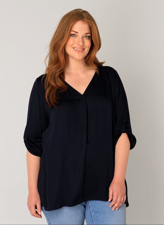 BASE LEVEL CURVY Yanina Blouse - Dark Blue