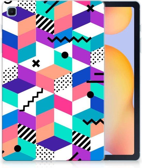 Siliconen Hoes voor Samsung Galaxy Tab S6 Lite - Back Cover - Blokken Kleurrijke