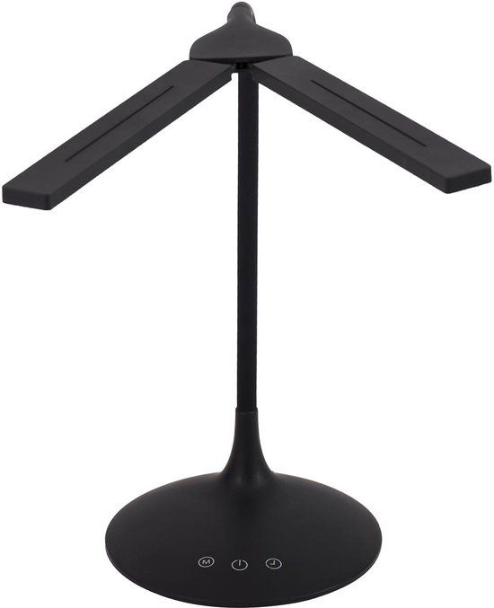 ALBA LED Twin Bureaulamp - Zwart - 2 Koppen - Draadloos - Met Dimfunctie