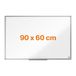 Nobo Basic whiteboard, magnetisch, droog afwasbaar, memobord en magnetische tekenborden, zilveren aluminium frame, 900 x 600 mm