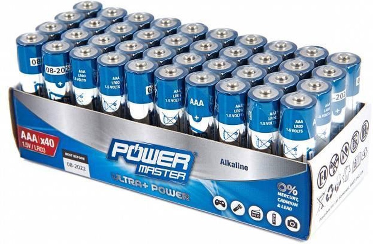 PowerMaster 827540 Ultra + Power alkaline-batterij - AA - 40 stuks AAA zilver