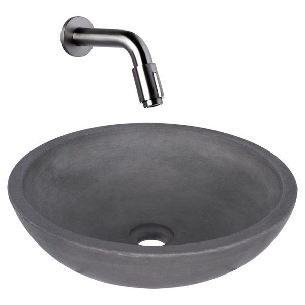 Differnz Ravano Fonteinset Beton donkergrijs hoge kraan gebogen Gunmetal