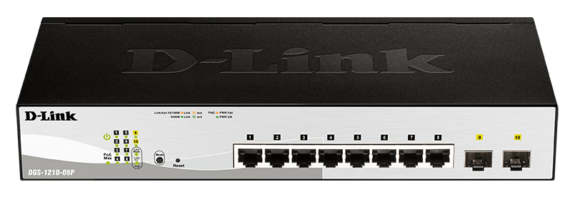 D-Link DGS-1210-08P - Netwerk switch - Zwart