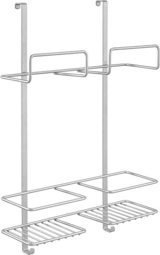 Metaltex Broomy - Rek voor schoonmaakspullen - Aan de deur - Zilver