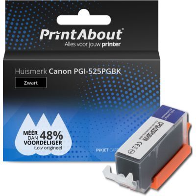 PrintAbout Huismerk PGI-525PGBK Zwart | Compatibel met Canon