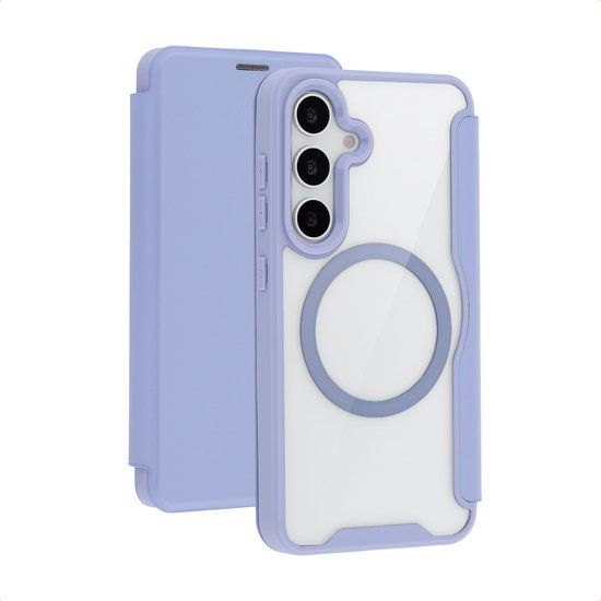 imoshion Hoesje - Geschikt voor Samsung Galaxy S24 / S25 - Transparante Bookcase geschikt voor MagSafe - Lila