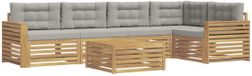 vidaXL - Buiten - bank - set - 6 - st - Wit - en - Lichtgrijs - Polyester