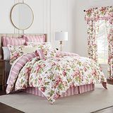 Waverly Zachte omkeerbare bloemen 4-delige beddengoed dekbed set, katoen, bessen, koningin