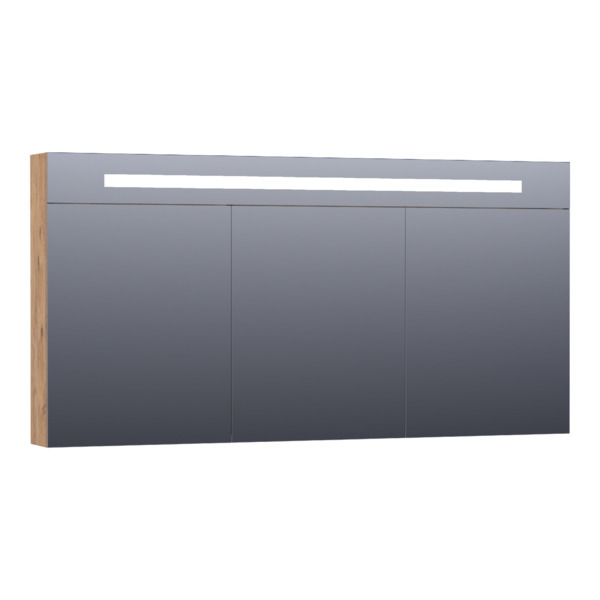 Saniclass Double face spiegelkast 140x70x15cm verlichting geintegreerd rechthoek 3 draaideuren Old Castle MFC 7385