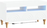 vidaXL - LED - tv-meubel - ALKMAAR - 81 x 35 x 43 cm - Wit - Bewerkt hout