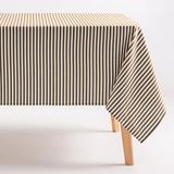 GAMUSI - Vlekbestendig Tafelkleed Katoen Polyester Streeppatroon Arenza - 160 x 160 cm - Taupe