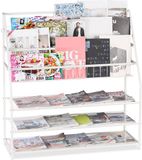 Relaxdays Tijdschriftenrek - Metaal - Wit - 96 x 97 x 37 cm