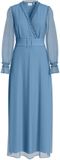 VILA VIEMMA L/S BELT MAXI DRESS/DC/KA Dames Maxi jurken Blauw Polyester Lange mouw Maat 40
