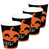 Folat Bv Halloween thema feest beker - 24x - pompoen BoOo! print - papier - 250 ml