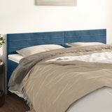 vidaXL Hoofdbord 160x5x78/88 cm fluweel donkerblauw