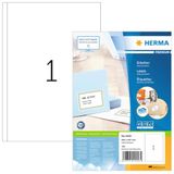 HERMA 4458 universele etiketten A4 groot (200 x 297 mm, 100 velle, papier, mat) zelfklevend, bedrukbaar, permanent klevende adresetiketten, 100 etiketten voor printer, Wit