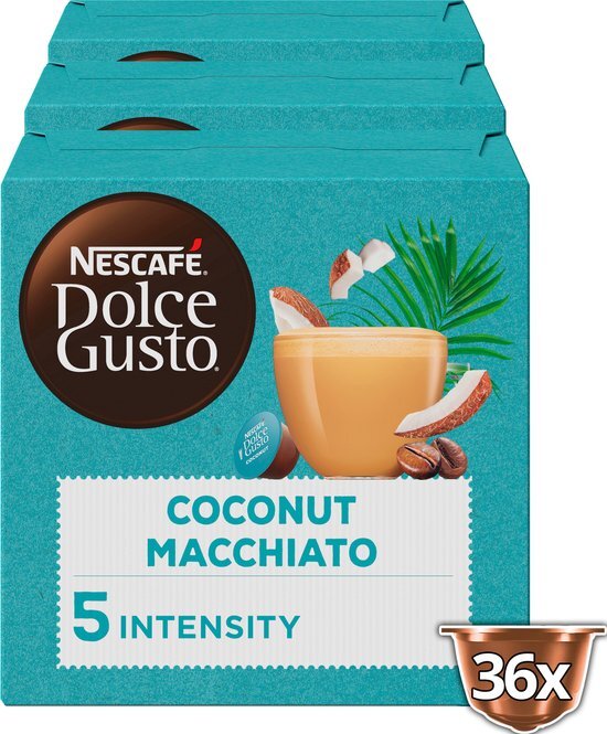 Nescafé Dolce Gusto capsules Coconut Macchiato - vegan koffie - 36 koffiecups - geschikt voor 36 koppen koffie
