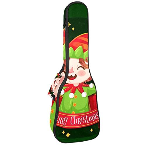 Mersov Tenor Ukulele Gigbag Waterdichte Ukelele Case Gewatteerde Rugzak, Geweldig voor Sopraan Concert (21/23/24") Grappige Kerst Cartoon Elf Lachen