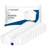 Wessper AQUAMax Standard Waterfilter voor Brita Maxtra, set van 20 Maxtra+ cartridges met actieve kool en lonenwisselhars, geschikt voor Brita Marella, Maxtra waterkan, 20 stukken (1-pack)