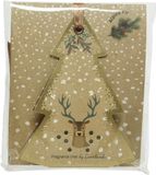 Bellatio Decorations 3x zakjes kerstboom geur dennenboom geurboom voor in kerstboom - Rendieren print - huisgeur/huisparfum kerstgeuren