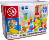 Heros Houten Blokken Naturel en Gekleurd – Blokken – 60 Bouwblokken – Grote Set – FSC Hout – Gemaakt in Duitsland – Creatief Bouwen – Vanaf 1 Jaar