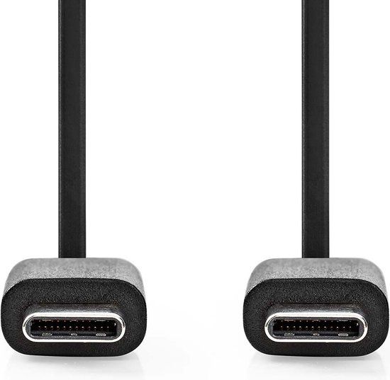Nedis USB-Kabel - USB 2.0 - USB-C Male - USB-C Male - 60 W - 480 Mbps - 1.00 m - Zwart