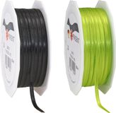 Ruban cadeau/ruban décoratif - noir/vert citron - 3 mm x 50 mètres - Loisirs créatifs/décoration/artisanat