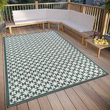 freundin Home Collection Antonia Tapijt voor binnen en buiten, plat weefsel, geometrisch patroon, weerbestendig buitentapijt voor woonkamer, hal, balkon, terras en tuin, crèmegroen, 160 x 230 cm