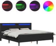 vidaXL Bedframe met LED-stripverlichting Zwart 200 x 200 cm Kunstleer