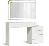 Vicco Kaptafel Alvia Wit 100 cm met LED-spiegel