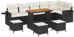 vidaXL Tuinbank Set Zwart en Crème Polyrattan