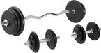 Gorilla Sports EZ-Curlset 70 kg - Rubber - Halter met Gewichten - 30 mm
