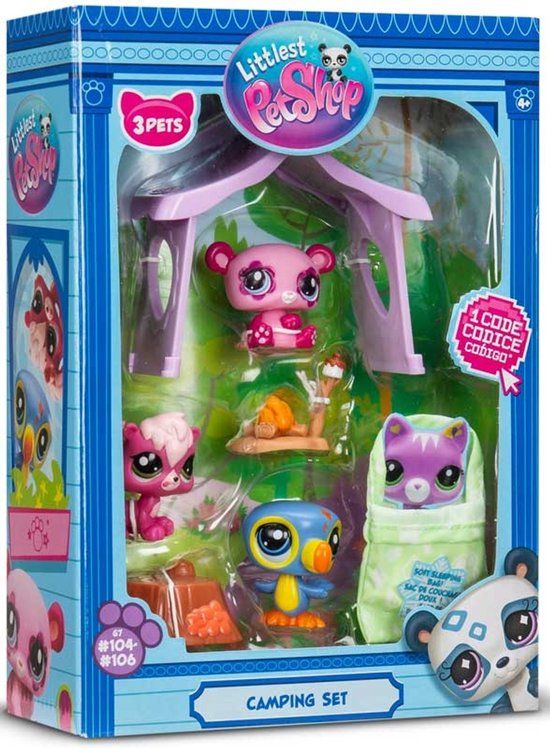 Bandai Littlest Pet Shop Kampeerset Pack 3 dieren en accessoires