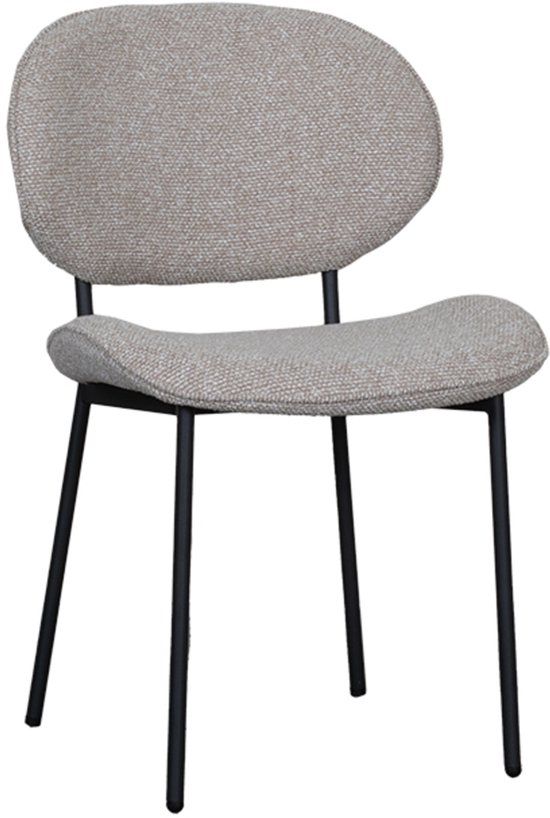 LABEL51 Senn Eetkamerstoel - Naturel - Stof - Zwart Metalen Frame