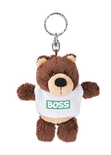 NICI Sleutelhanger beer met T-shirt Boss 10cm - bruin - 4012390447095