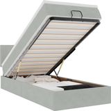 vidaXL Ottoman Bed with Mattress and LEDs 90x200cm Velvet Light Grey
