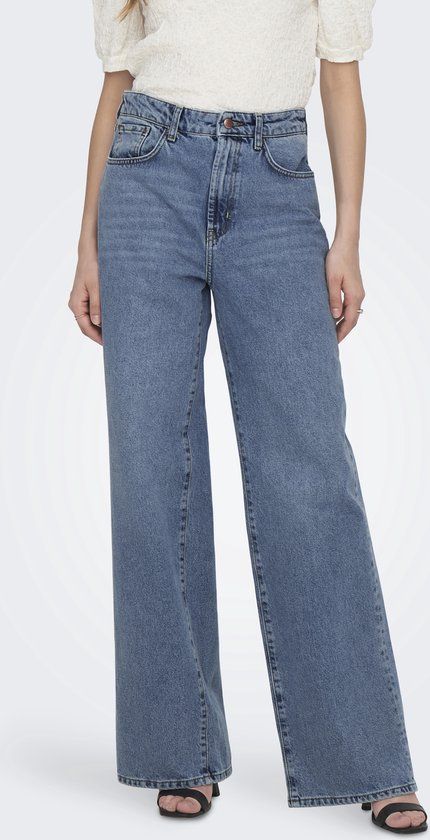 ONLY ONLHOPE High Waist Wide Leg Fit Jeans - Light Blue Denim - W29 X L34