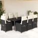 Maison Exclusive - Ensemble de jardin extérieur, 9 pièces, avec coussins, noir, en polyrotin
