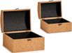 Gift deco Kofferset Bruin MDF Kurk (2 stuks)