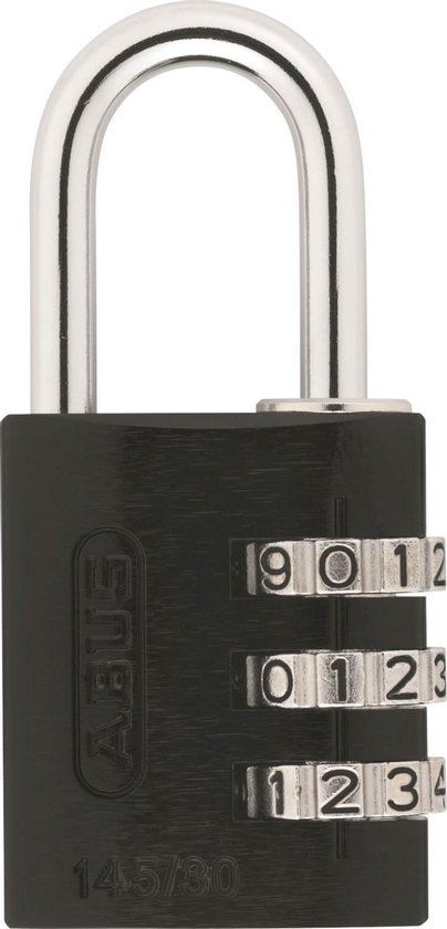 Abus hangslot code 145/30 zwart - Aluminium - 6 cm