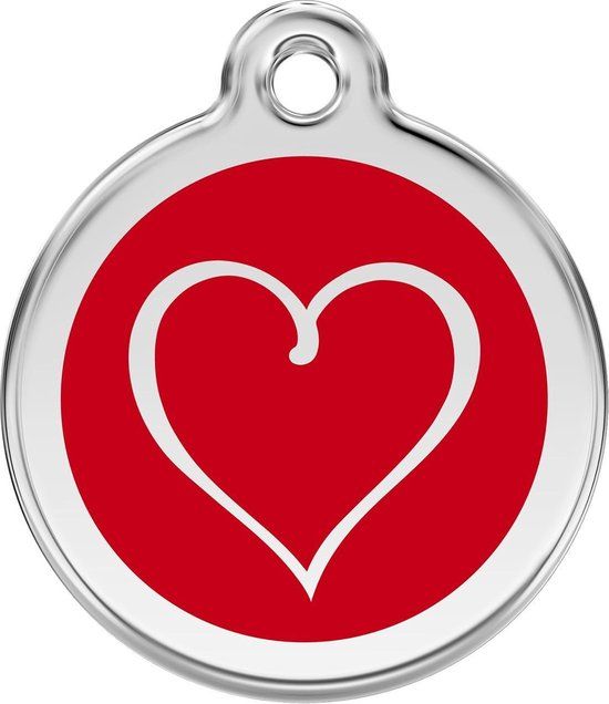 Red Dingo Hondenpenning 30 mm tribal hart rood