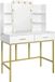 Roxana® Coiffeuse - Blanc - Or - Bois - 90x45x136 cm