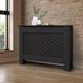 ecd-Germany Radiatorbekleding met honingraatmotief noir, 112x19x82 cm, gelakt MDF