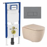 Geberit QeramiQ Dely Swirl Toiletset - 36.3x51.7cm - Geberit UP720 Duofix Sigma inbouwreservoir - slim zitting - bedieningsplaat licht grijs - rechthoekige knoppen - mat beige