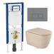 Geberit QeramiQ Dely Swirl Toiletset - 36.3x51.7cm - Geberit UP720 Duofix Sigma inbouwreservoir - slim zitting - bedieningsplaat licht grijs - rechthoekige knoppen - mat beige