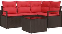 vidaXL Tuinbank - Set - 5-delig - Bruin en Rood - Polywood