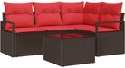 vidaXL Tuinbank - Set - 5-delig - Bruin en Rood - Polywood