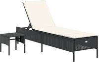 vidaXL Ligbed met tafel en kussen polyrotan zwart