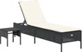vidaXL Ligbed met tafel en kussen poly rattan zwart